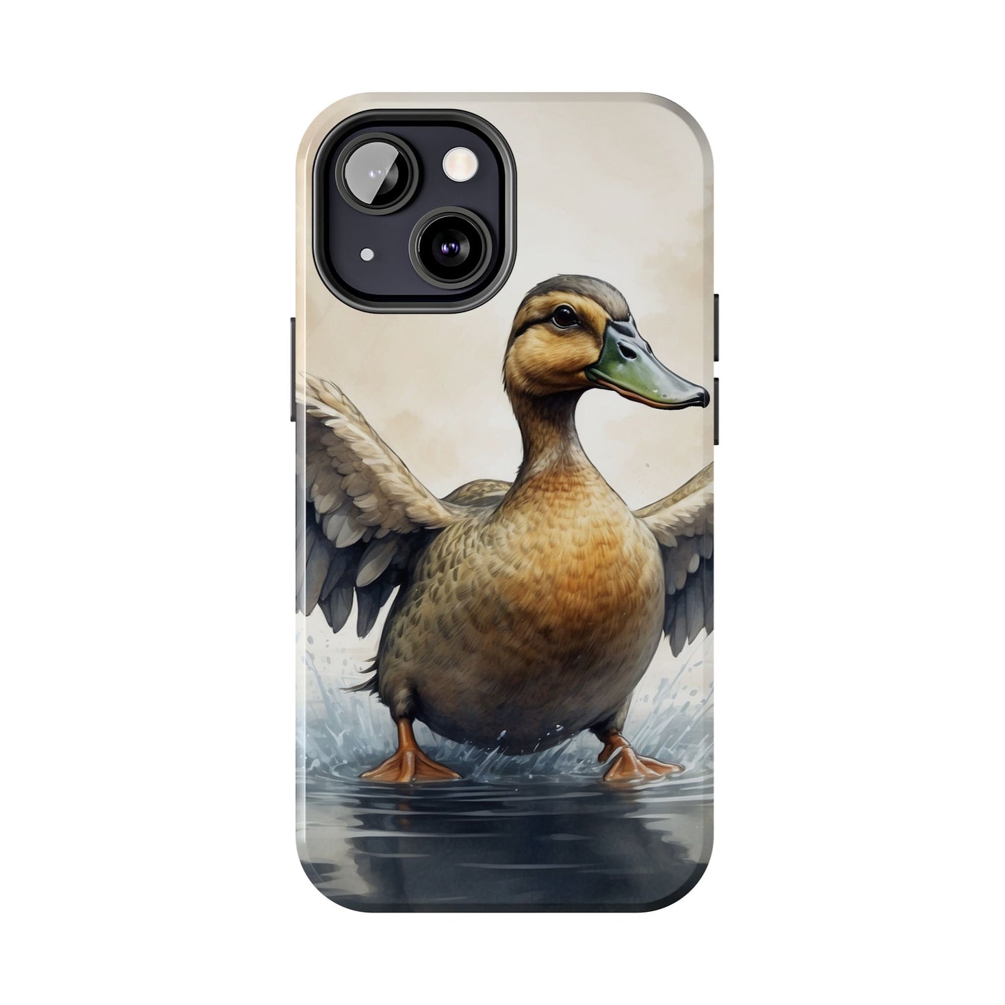 Graceful Duck in Watercolor Scene - iPhone Case