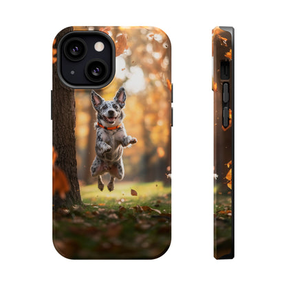 Energetic Blue Heeler Forest Pup MagSafe iPhone Case – Durable Outdoor-Inspired Design