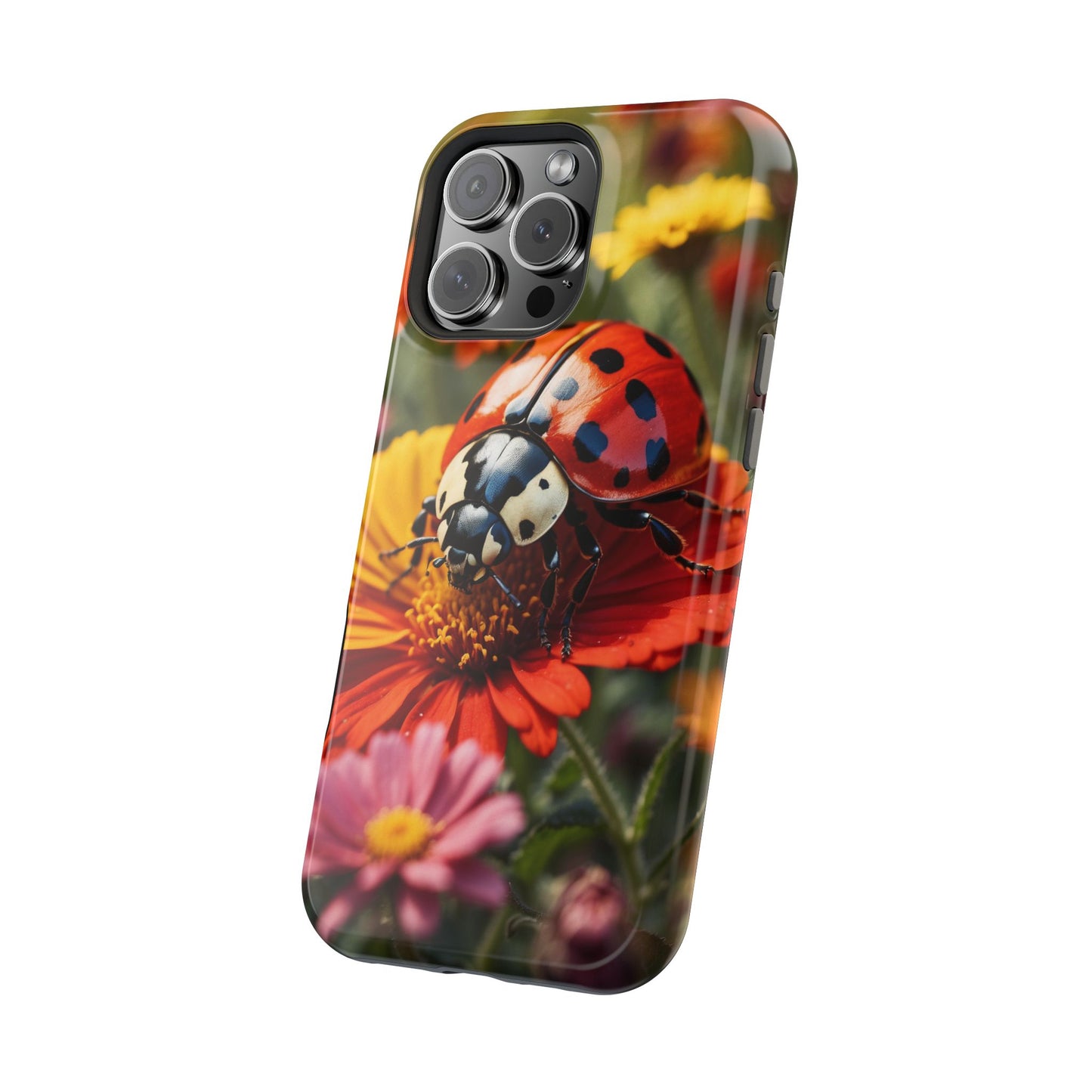 Ladybug on Orange Daisy - MagSafe iPhone Case