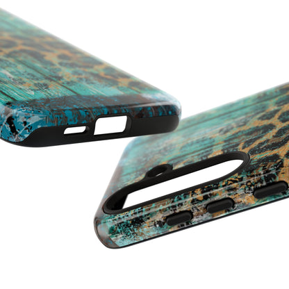 Turquoise Rustic Leopard Wood - Samsung Galaxy Series Case