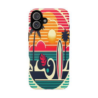 Retro Beach Vibes iPhone Case - Sunset Surfing Protective Cover