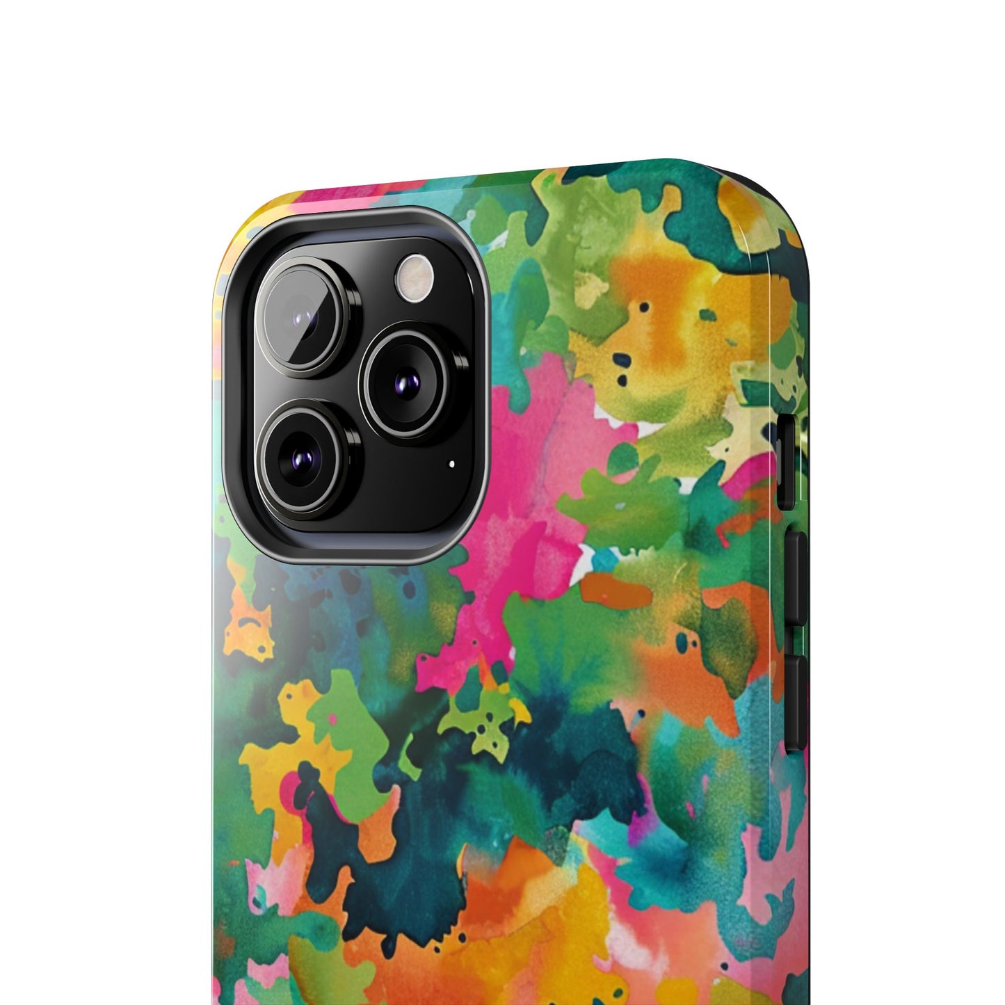 Vibrant Watercolor Splash iPhone Case – Bold Multicolor Artistic Design