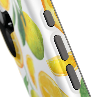 Sunny Citrus Grove Tough MagSafe iPhone Case – Watercolor Orange Design, Dual-Layer Protection