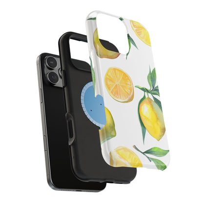 Lemon Grove Watercolor Tough MagSafe iPhone Case – Fresh Citrus Design, Dual-Layer Protection