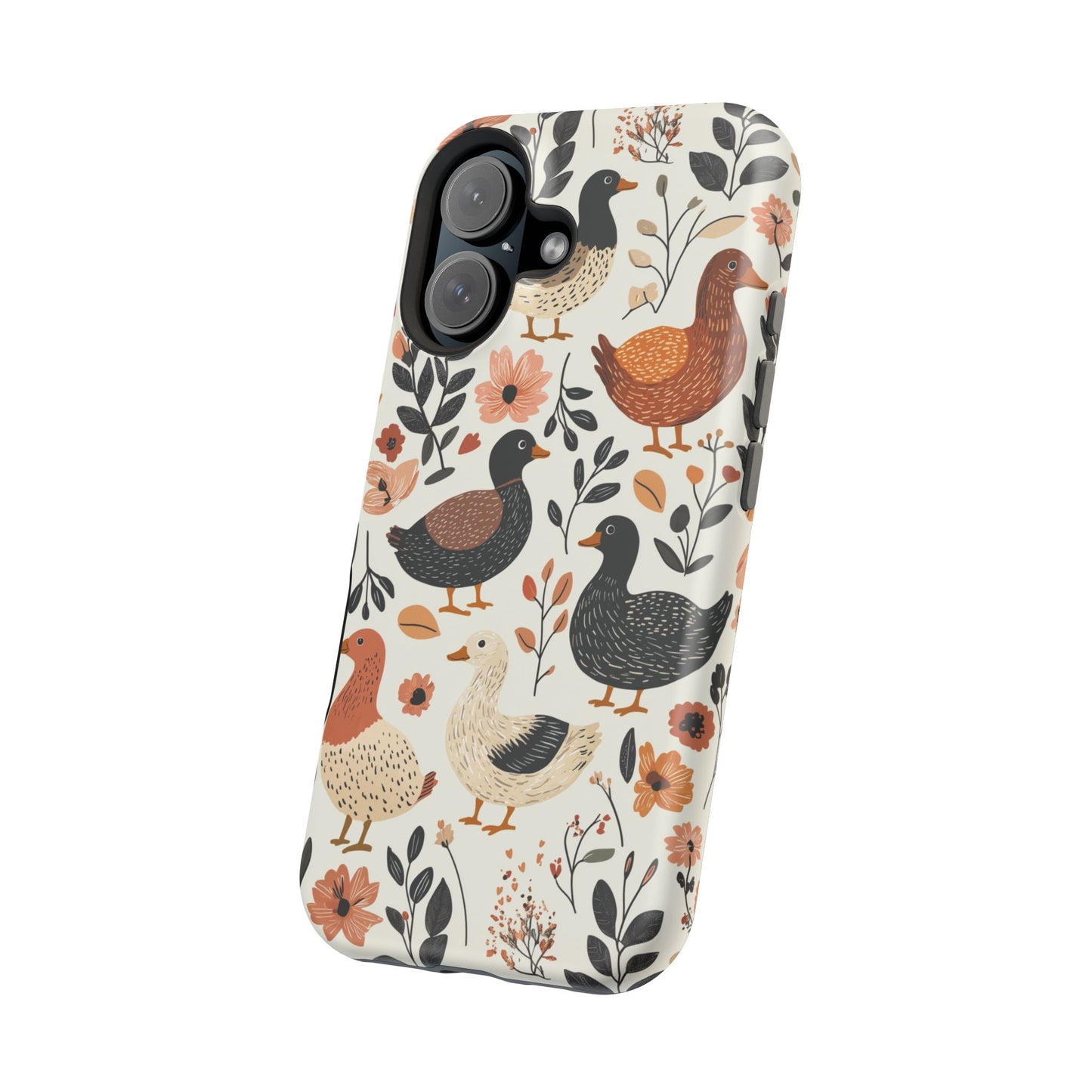 MagSafe iPhone Case: Vintage Duck – Floral & Leaf Design