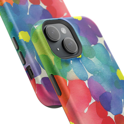 Rainbow Bloom Watercolor MagSafe iPhone Case – Slim Design, Glossy Finish