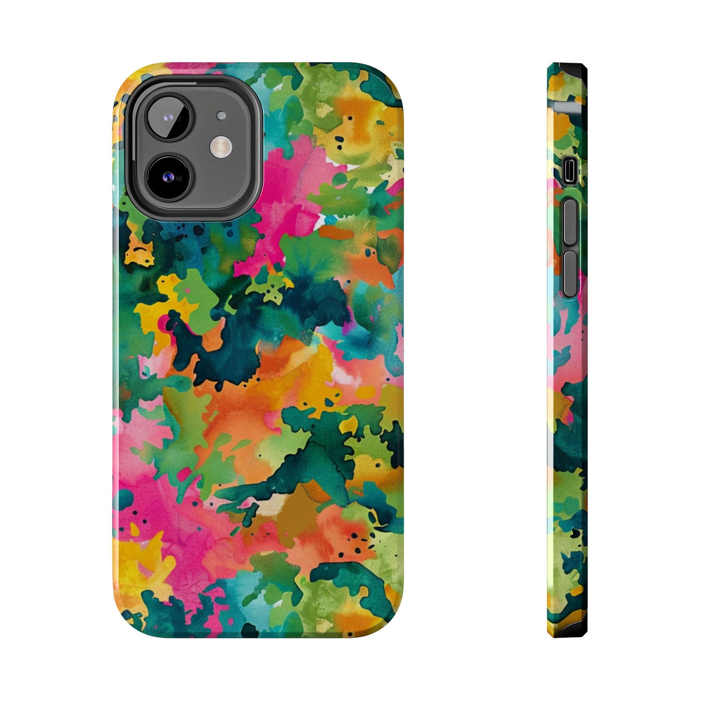 Vibrant Watercolor Splash iPhone Case – Bold Multicolor Artistic Design