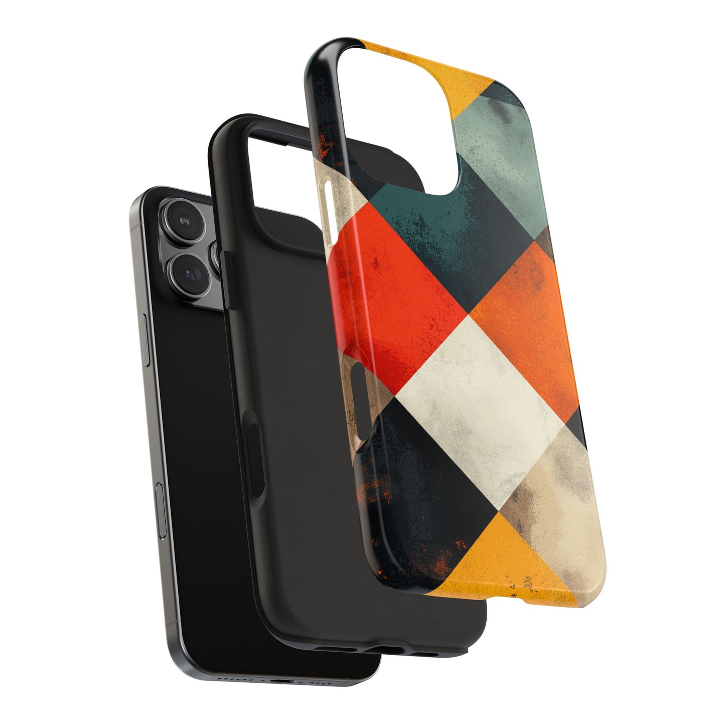 Geometric Retro iPhone  Case - Colorful Checkered Protective Cover