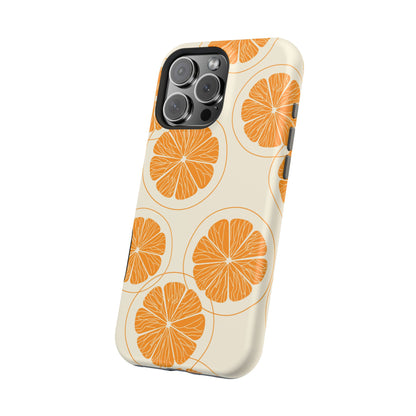 Citrus Burst Pattern Tough MagSafe iPhone Case – Bold Orange Design, Shockproof Protection