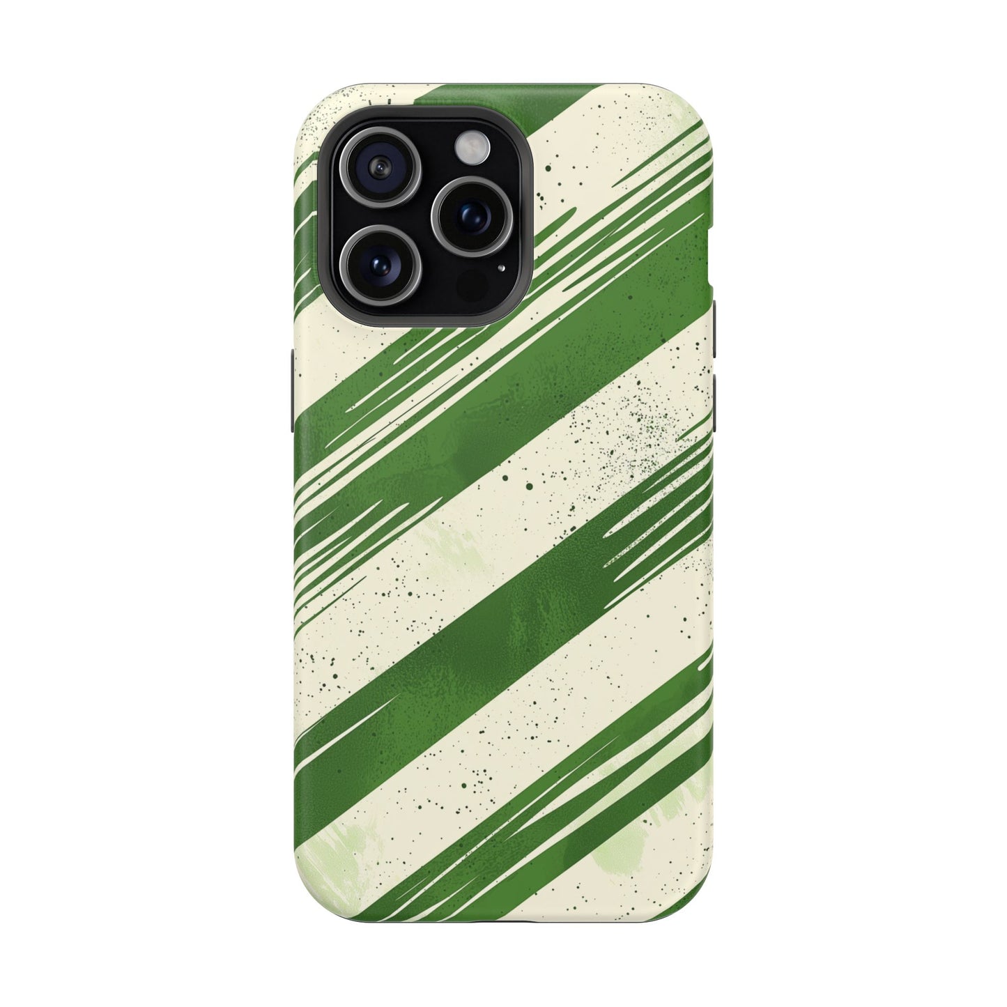 Green Stripes MagSafe iPhone Case – Bold Diagonal Brushstroke Design