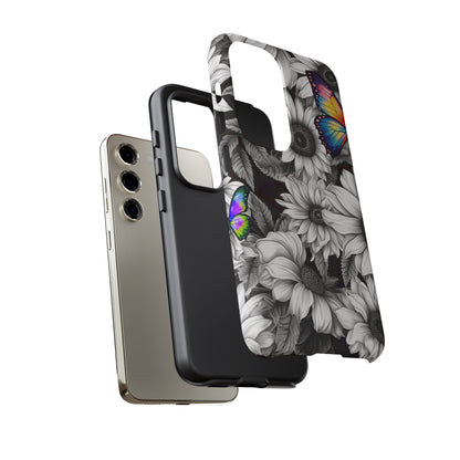 Rainbow Butterflies & Monochrome Sunflowers – Samsung Galaxy Case