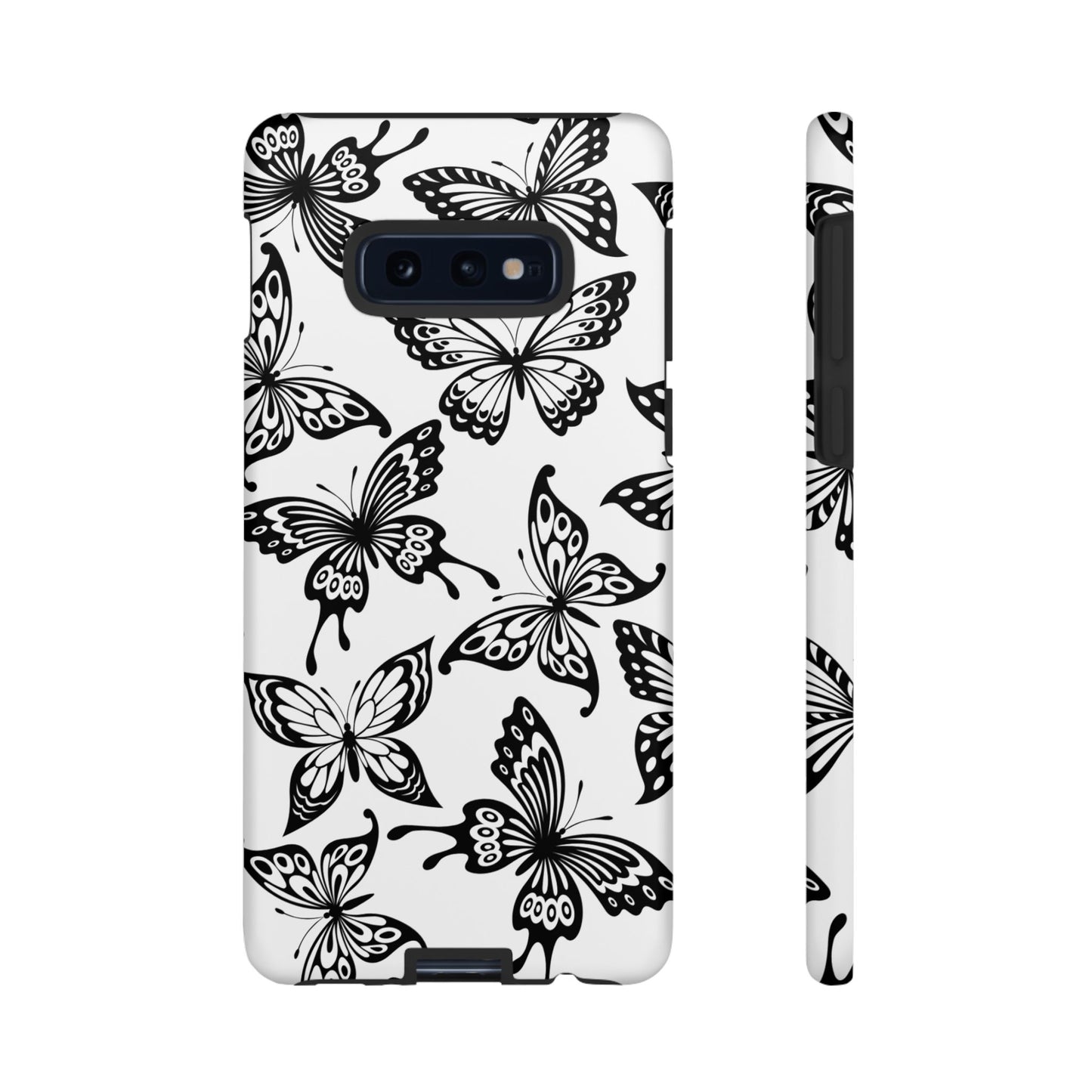 Monochrome Butterfly Pattern Samsung Galaxy  Case – Dual-Layer Protection with Matte Finish