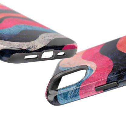 Abstract Wave Pattern MagSafe iPhone Case – Shockproof, Matte Finish, Dual-Layer Protection