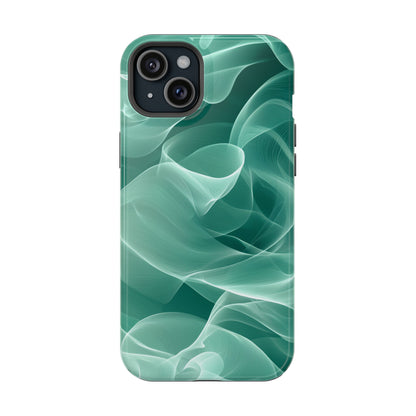 Emerald Flow MagSafe iPhone Case – Translucent Green Fabric-Inspired Design