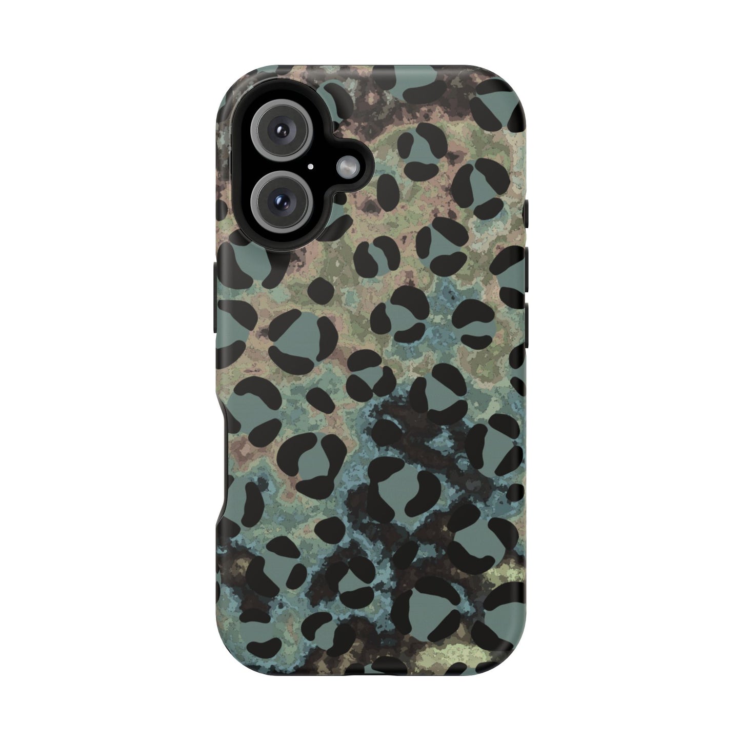 Moody Watercolor Leopard Print Tough MagSafe iPhone Case – Earthy Abstract Pattern with Dual-Layer Protection