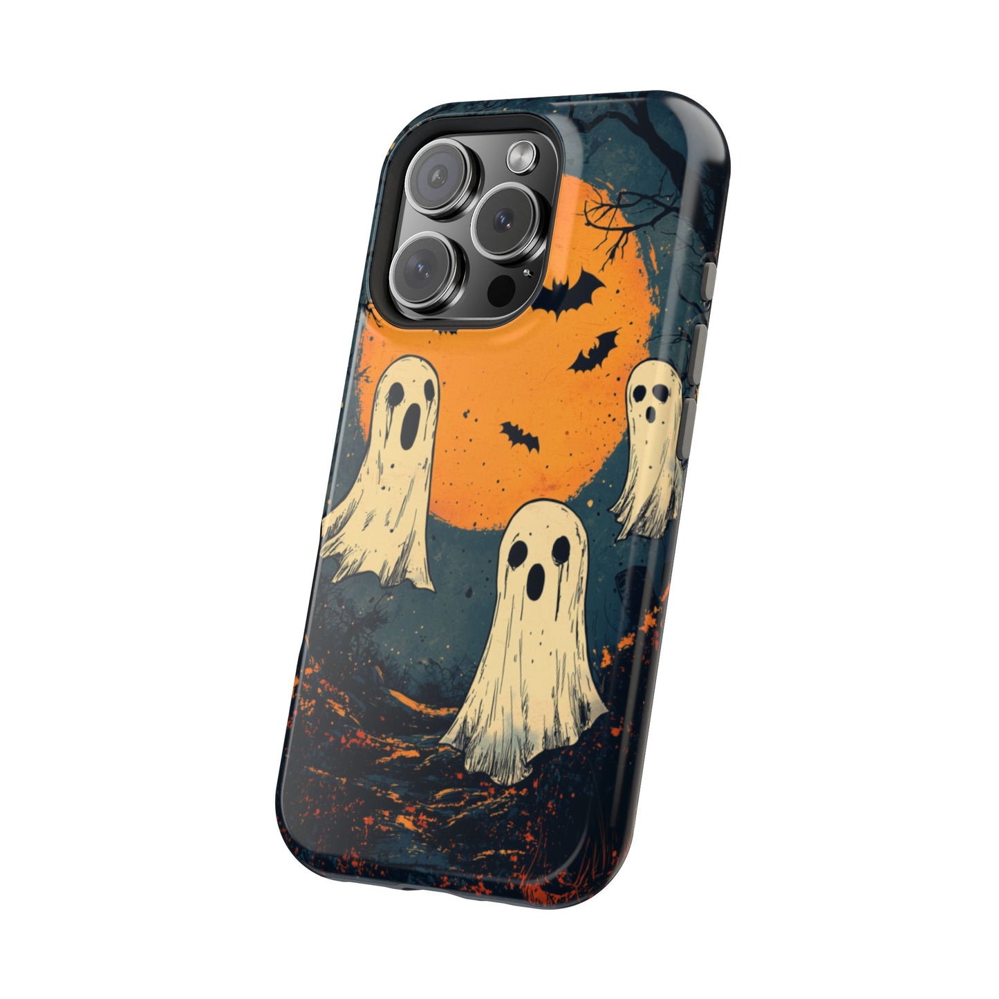 Haunted Ghosts & Full Moon MagSafe iPhone Case – Spooky Halloween Design