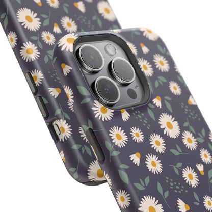 Midnight Daisy MagSafe iPhone Case – Dark Navy Floral Design, Slim and Protective