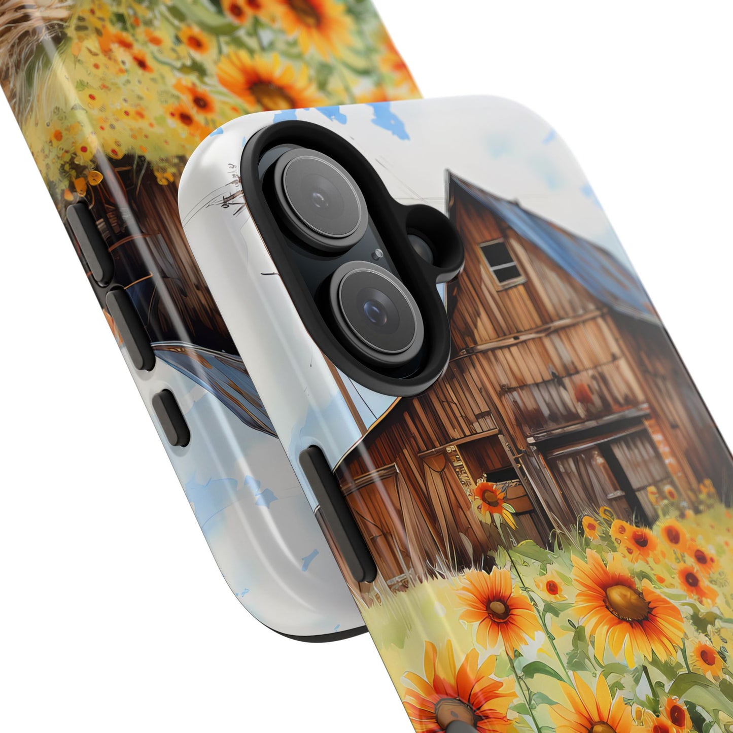 Country Road Sunflower iPhone Case: Rustic Barnyard Design, Cute Floral Case