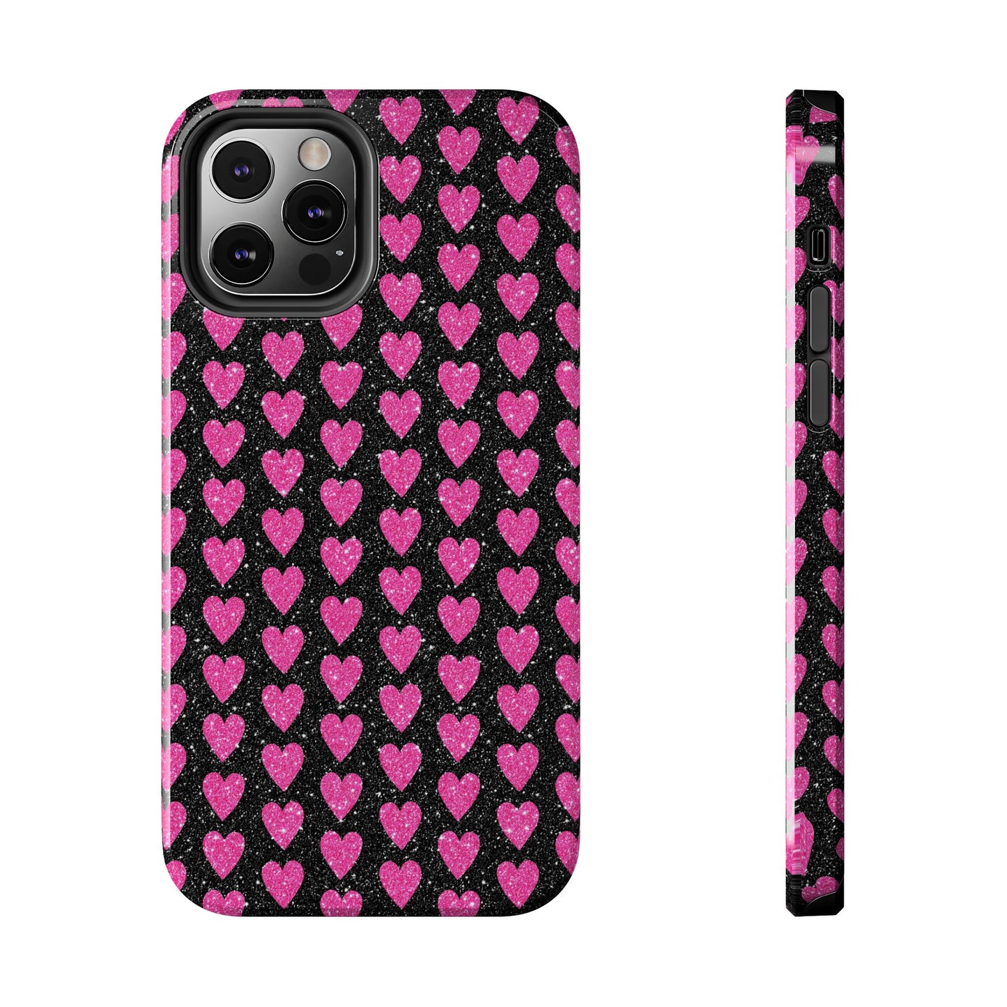 Glitter Pink Hearts iPhone Case