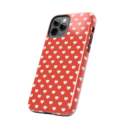 White Hearts on Red iPhone Case