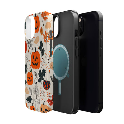 Spooky Pumpkin & Skeleton MagSafe iPhone Case – Halloween Jack-O'-Lantern Design