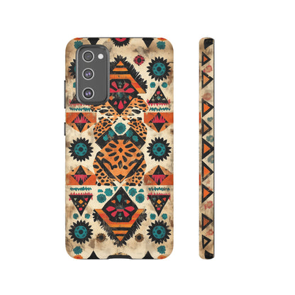 Bohemian Leopard & Tribal Floral Tough Samsung Galaxy Case – Vibrant Eclectic Design, Dual-Layer Protection
