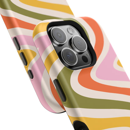 Retro Groove MagSafe iPhone Case – 70s-Inspired Design with Dual-Layer Protection