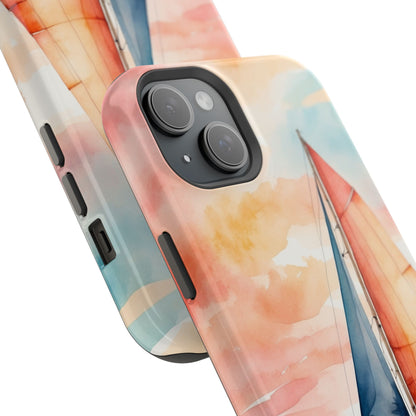 Sunset Sail MagSafe iPhone Case – Watercolor Sailboat and Sky Design