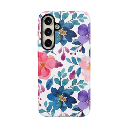 Mystic Bloom – Samsung Galaxy Case with Blue & Pink Watercolor Florals