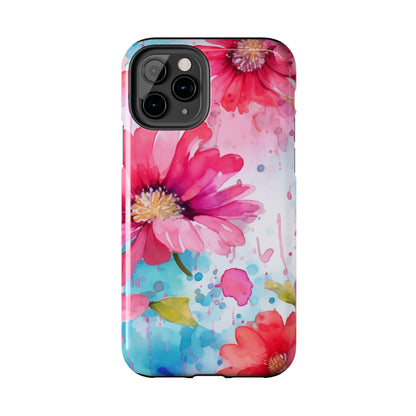 Vibrant Watercolor Red & Pink Floral - iPhone Case