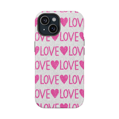 Pink Glitter Love Pattern – MagSafe iPhone Case