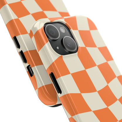 Wavy Retro Checkerboard iPhone Case – Shockproof, Matte Finish, Dual-Layer Protection