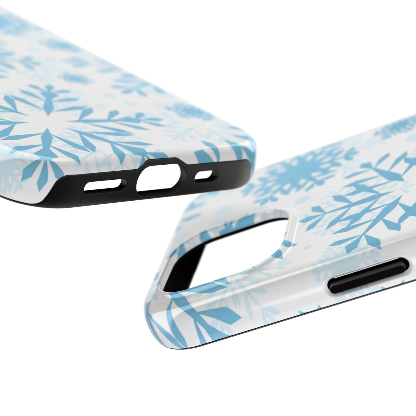 Frosty Blue Snowflakes iPhone Case – Shockproof, Smooth Matte Finish, Dual-Layer Design