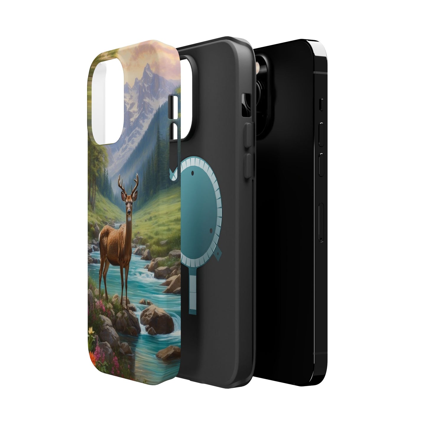 Alpine Serenity – Stag in Mountain Bliss MagSafe iPhone Cases