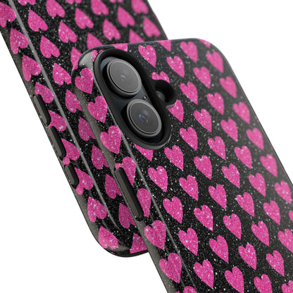 Glitter Pink Hearts iPhone Case