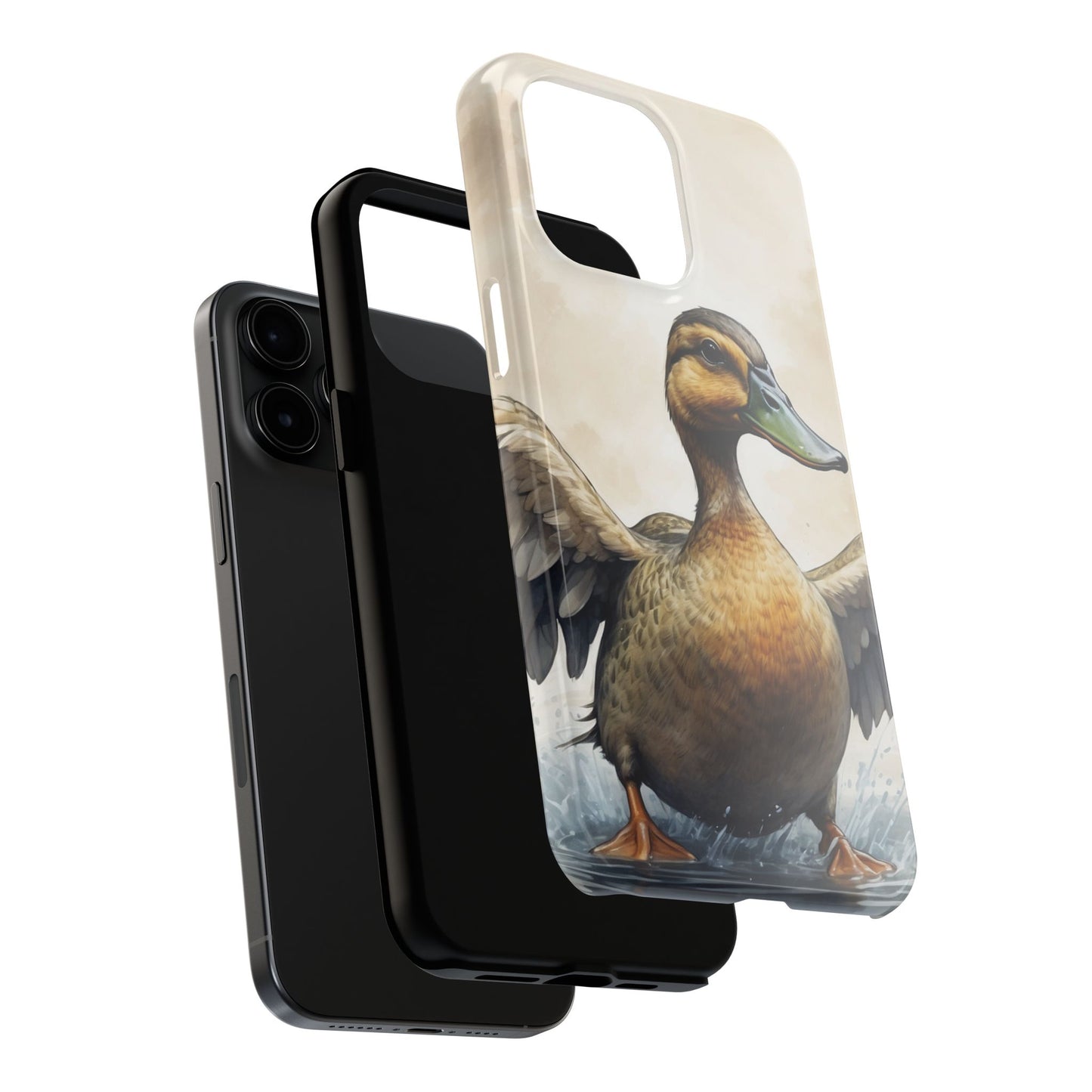 Graceful Duck in Watercolor Scene - iPhone Case