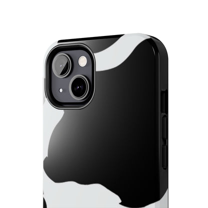 Bold Black and White Cow Print Tough iPhone Case – Modern Animal Pattern with Dual-Layer Protection