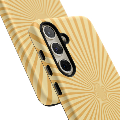 Golden Sunburst Samsung Galaxy Case – Retro Radiant Design with Dual-Layer Protection