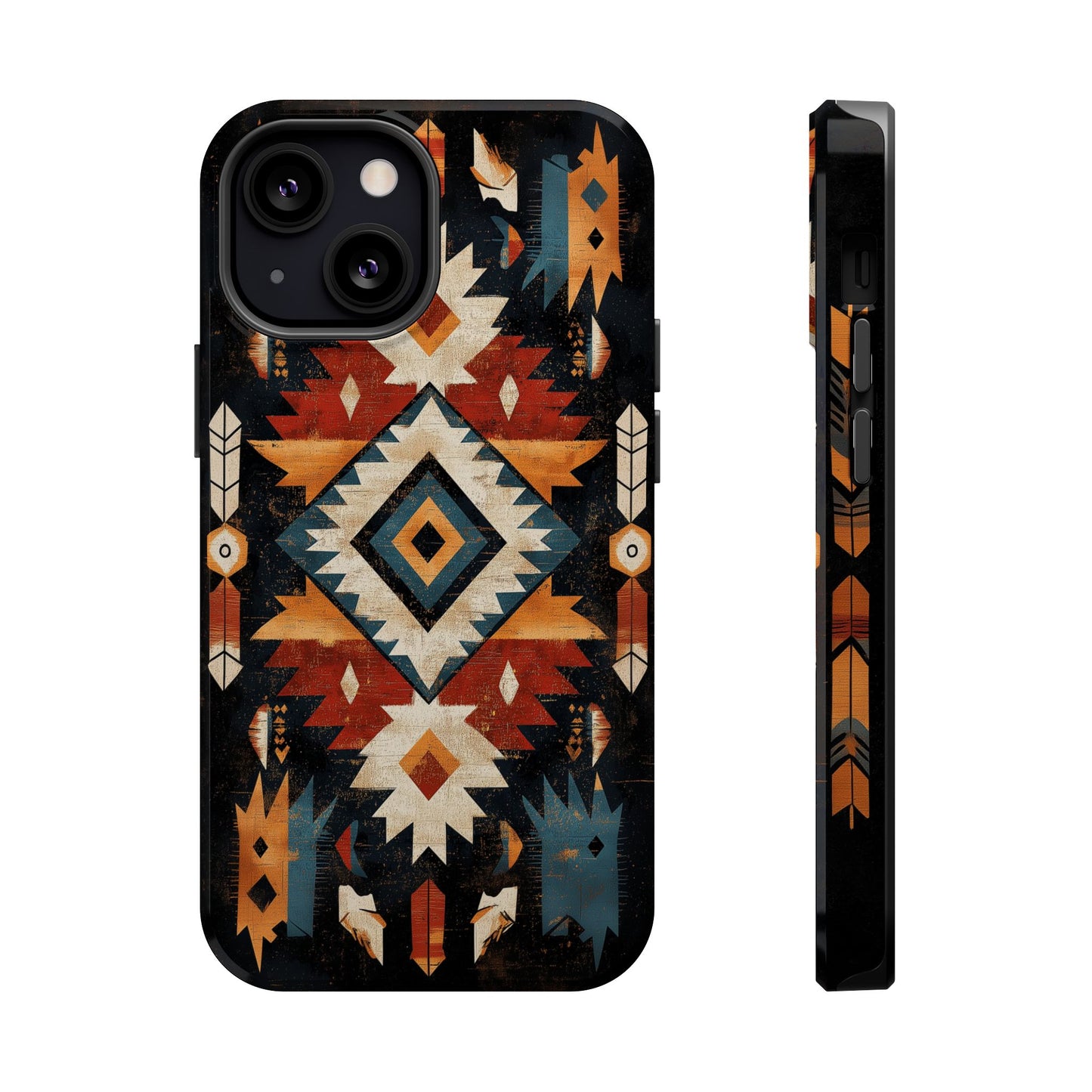 Southwestern Arrow & Diamond Tough MagSafe iPhone Case – Bold Tribal Design, Dual-Layer Protection