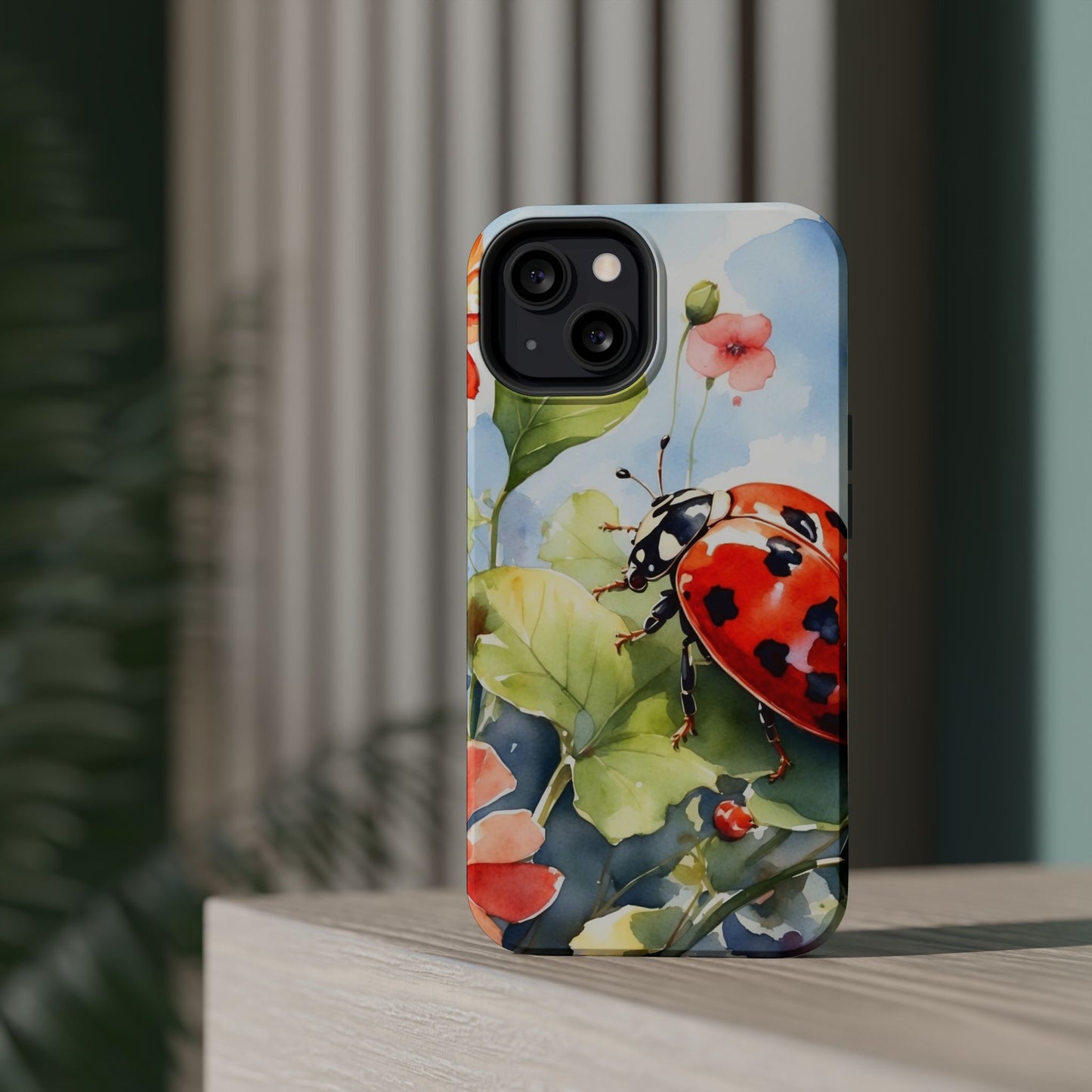 Watercolor Ladybug & Poppy Fields - MagSafe iPhone Case