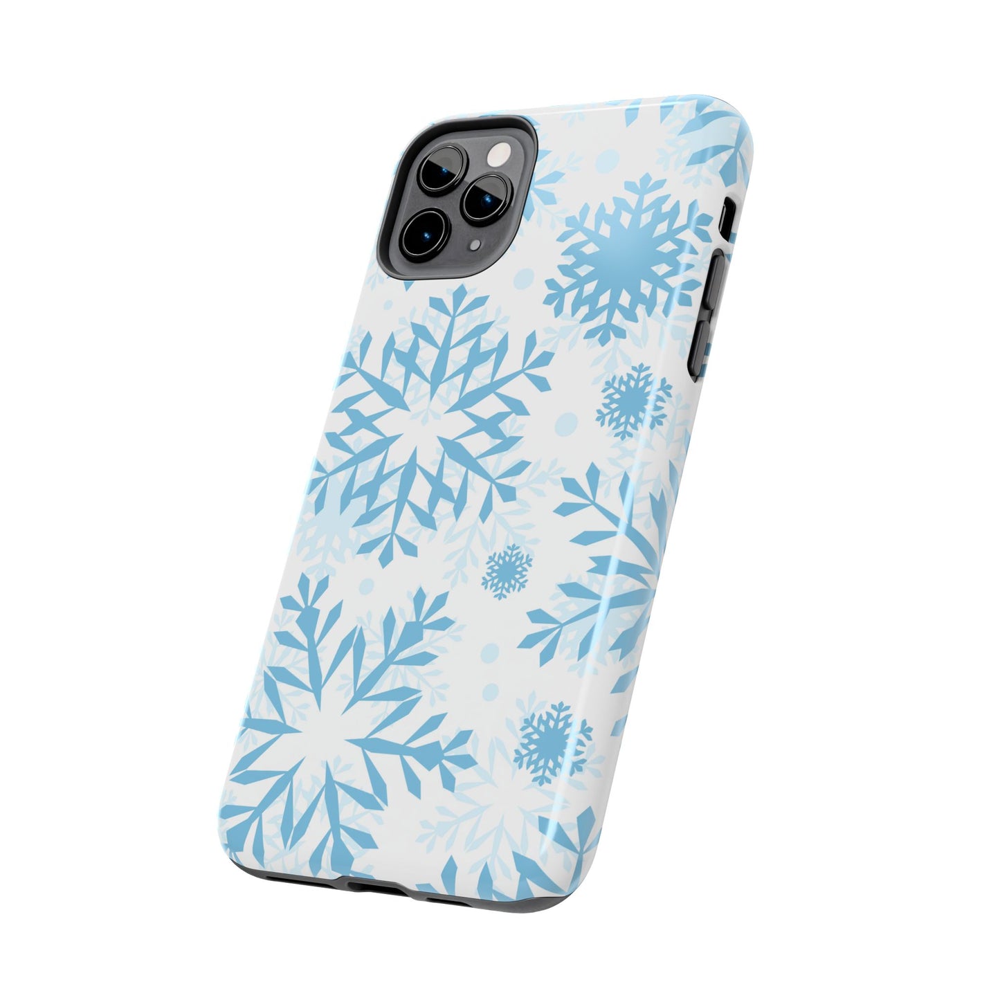 Frosty Blue Snowflakes iPhone Case – Shockproof, Smooth Matte Finish, Dual-Layer Design