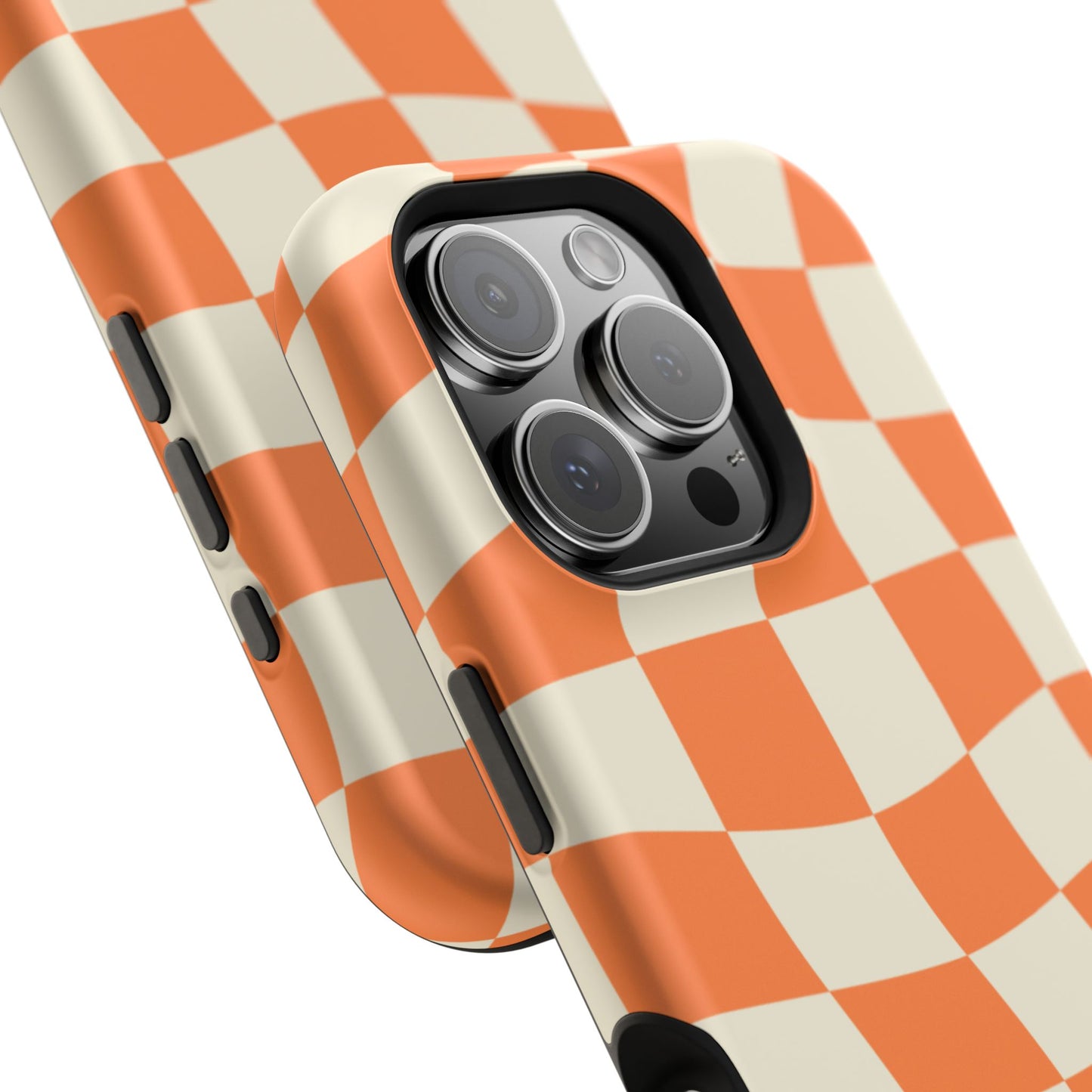 Wavy Retro Checkerboard MagSafe iPhone Case – Shockproof, Matte Finish, Dual-Layer Protection