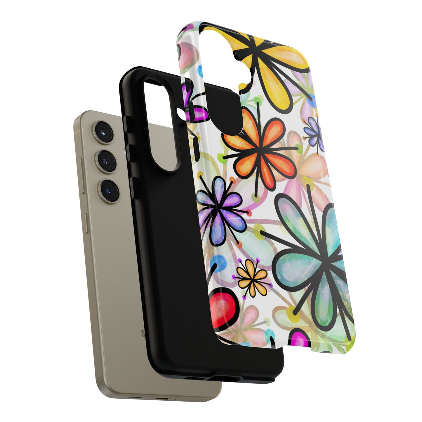 Retro Floral Pop Samsung Galaxy Case – Ultra-Slim Design, High-Gloss Finish