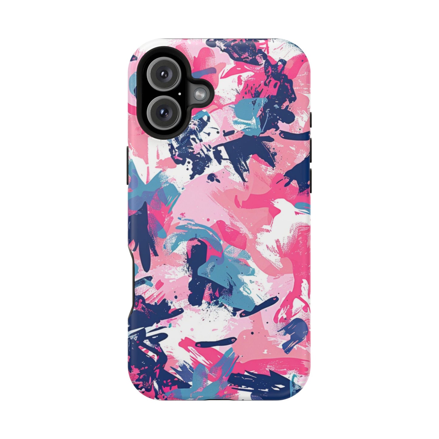 Vibrant Pink & Navy Abstract Splash – MagSafe iPhone Case