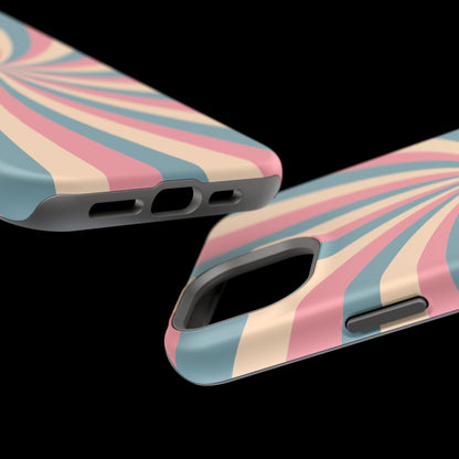 Vintage Pastel Swirl MagSafe iPhone Case – Dual-Layer Protection with 70s-Inspired Design