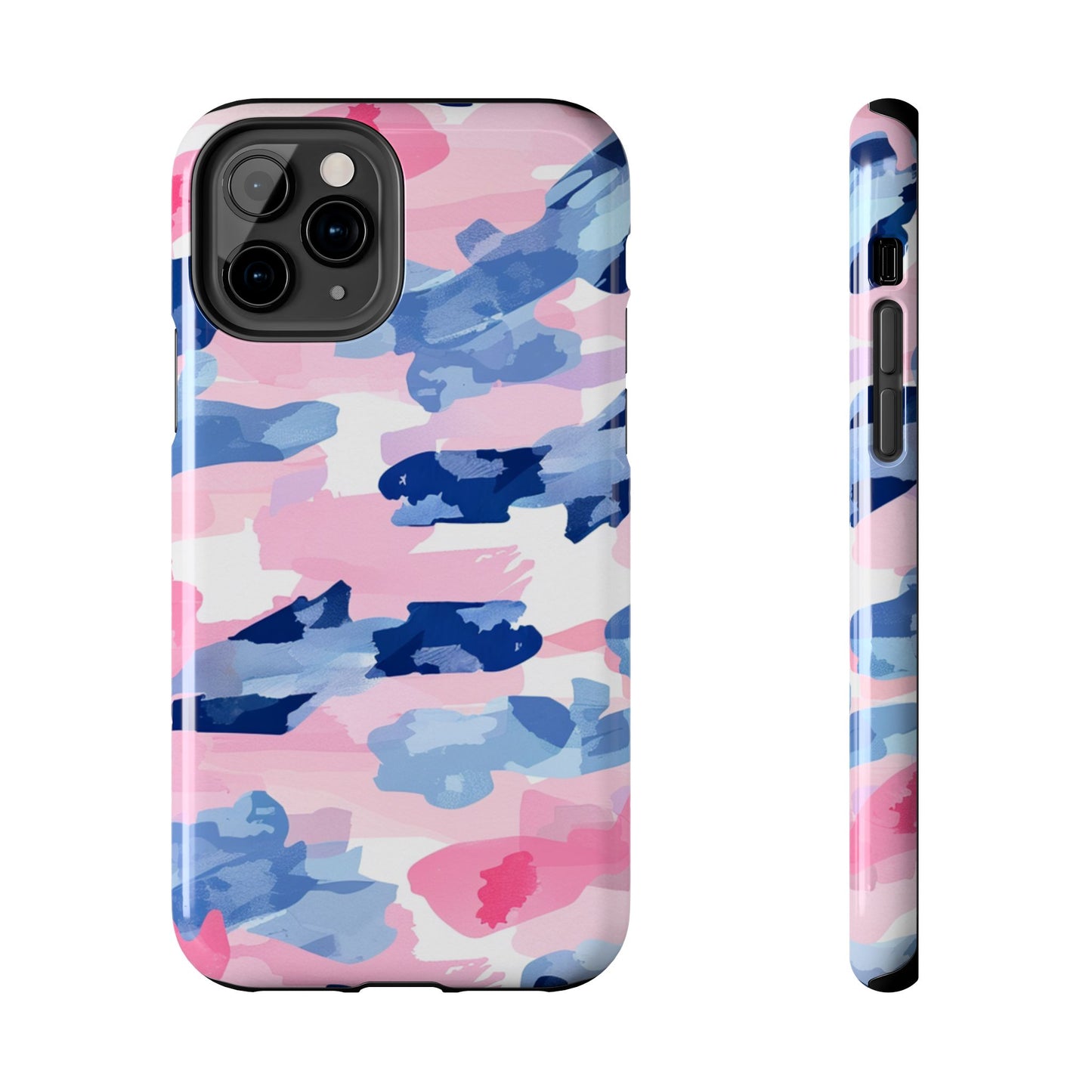 iPhone Case: Dynamic Pink & Navy Brushstroke Art