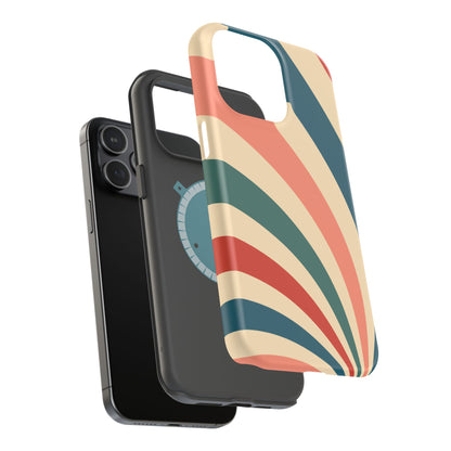 Retro Sunburst Swirl MagSafe iPhone Case – Dual-Layer Protection with Bold 70s Vibes