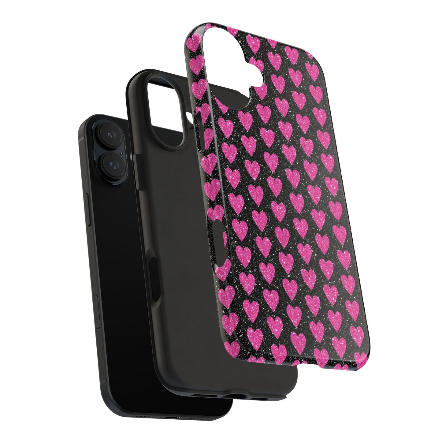 Glitter Pink Hearts iPhone Case