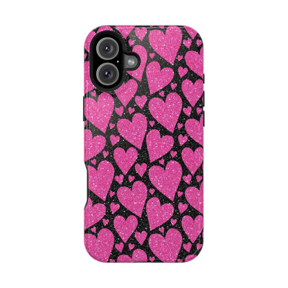 Glitter Hearts MagSafe iPhone Case