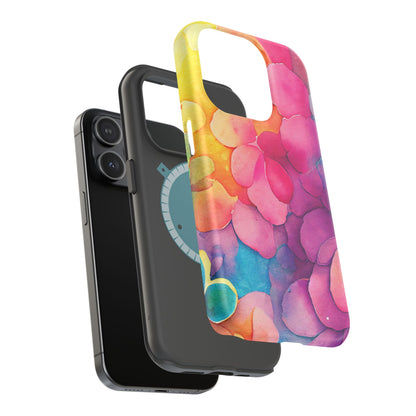 Sunset Petals Watercolor MagSafe iPhone Case – Slim Design, Glossy Finish